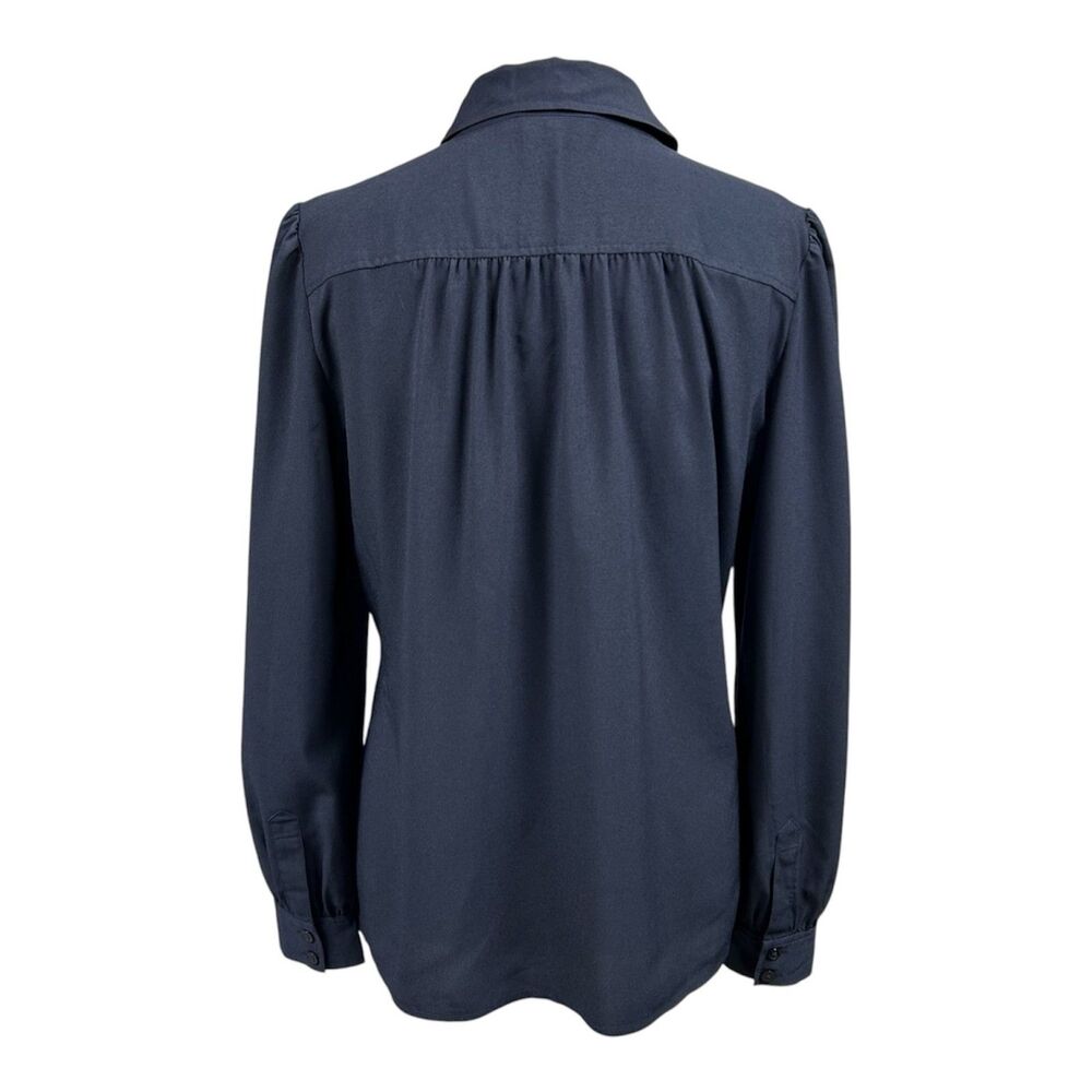 Tory Burch Feminine Long Sleeve Button Up Career Blouse Sz 4 Blue - Picture 4 of 7